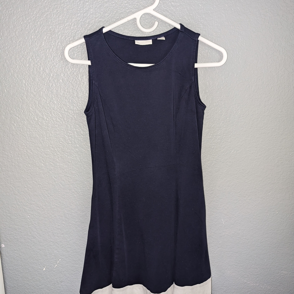 New York & Company Navy and White Midi Dress